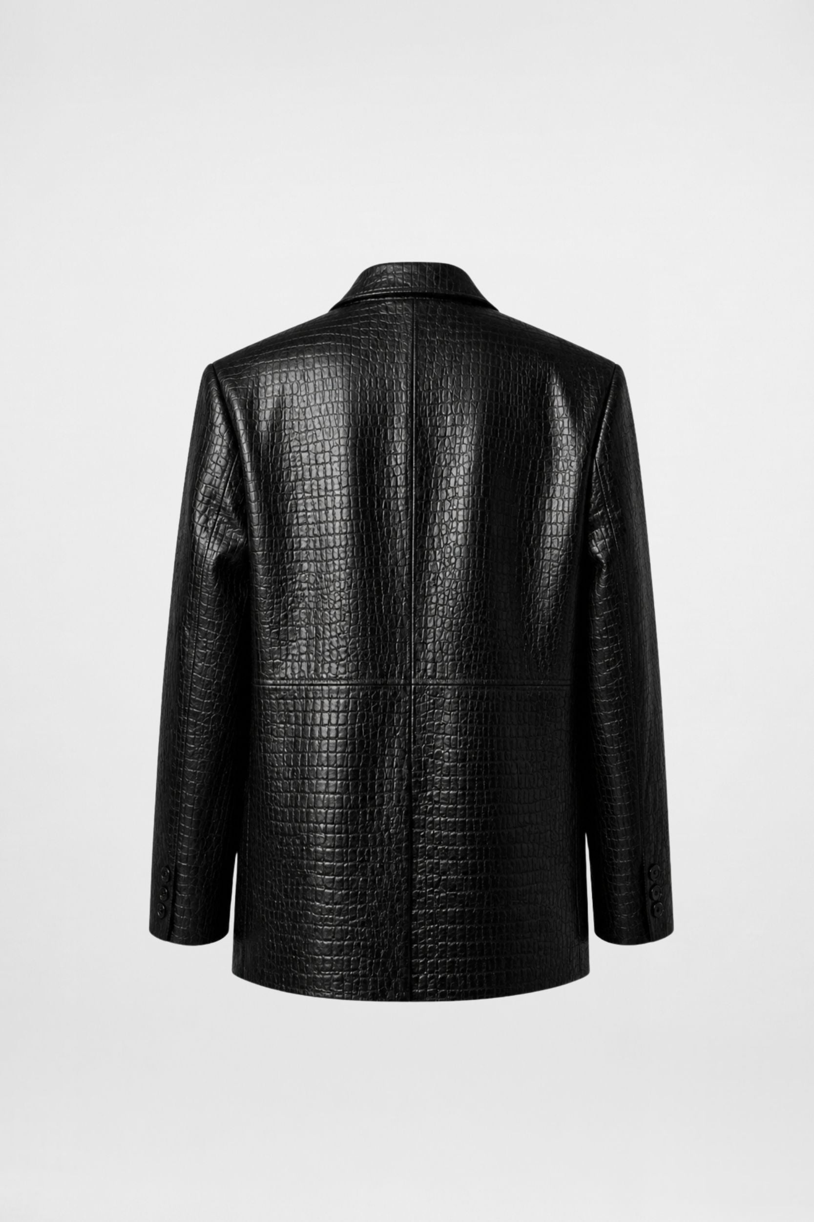 skinn blazer svart