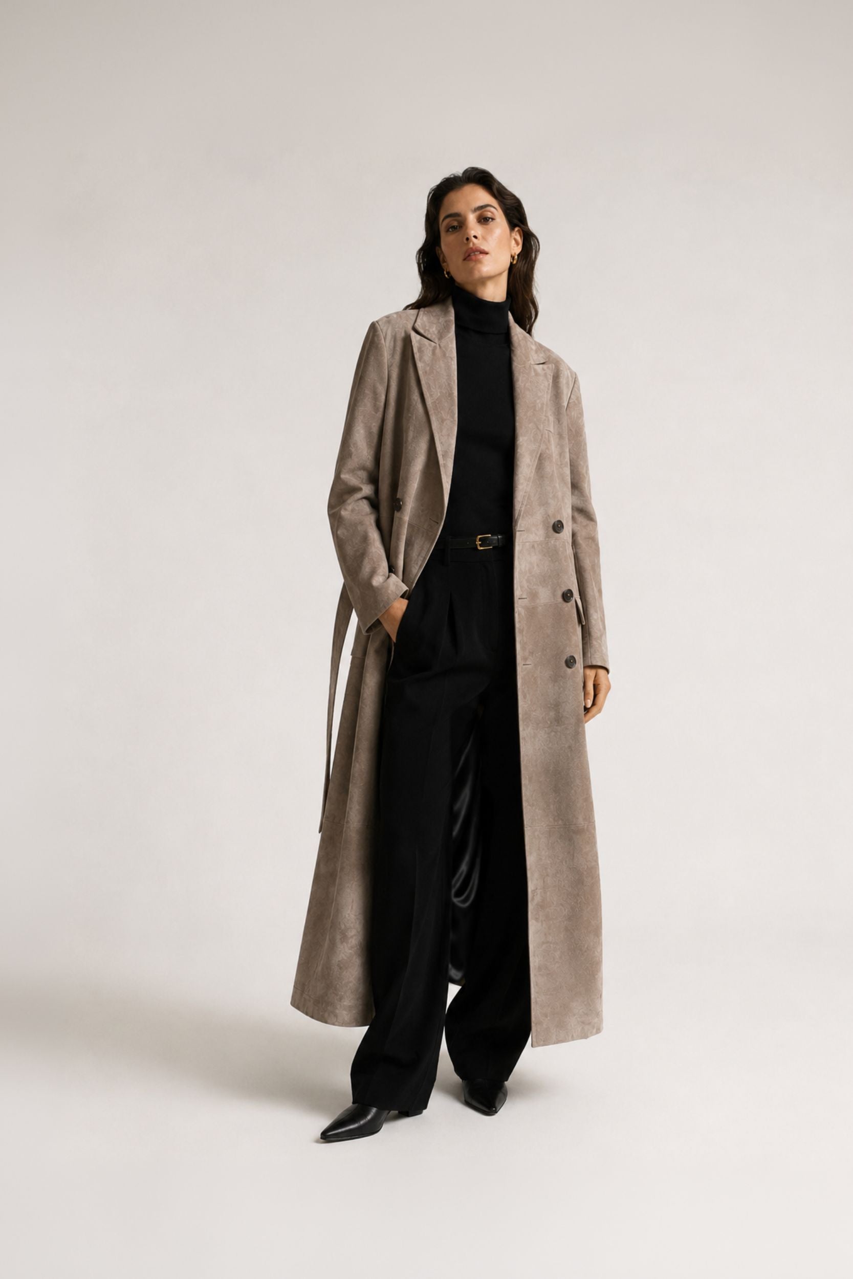 MODEL SUEDE COAT KHAKI BEIGE