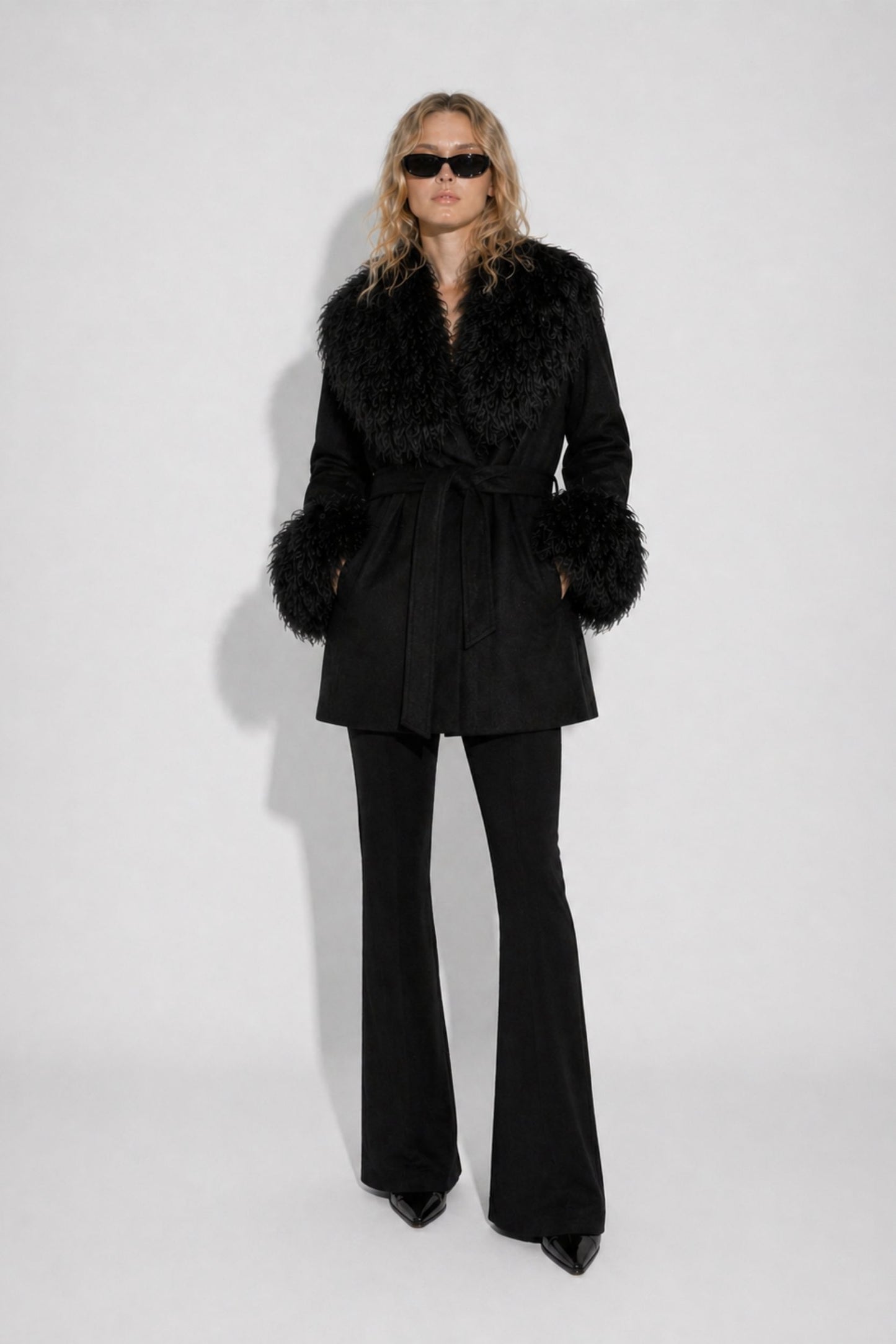 Black cashmere wool jacket for women by TOMBE STUDIOS