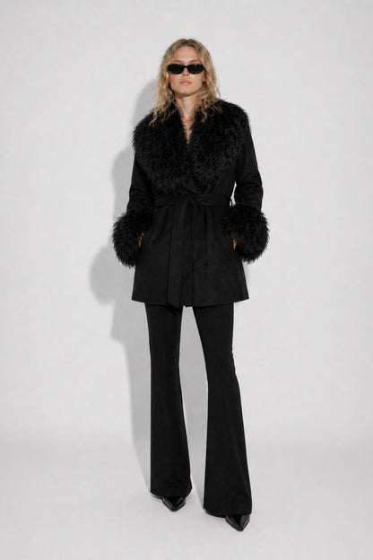 Black cashmere wool jacket for women by TOMBE STUDIOS