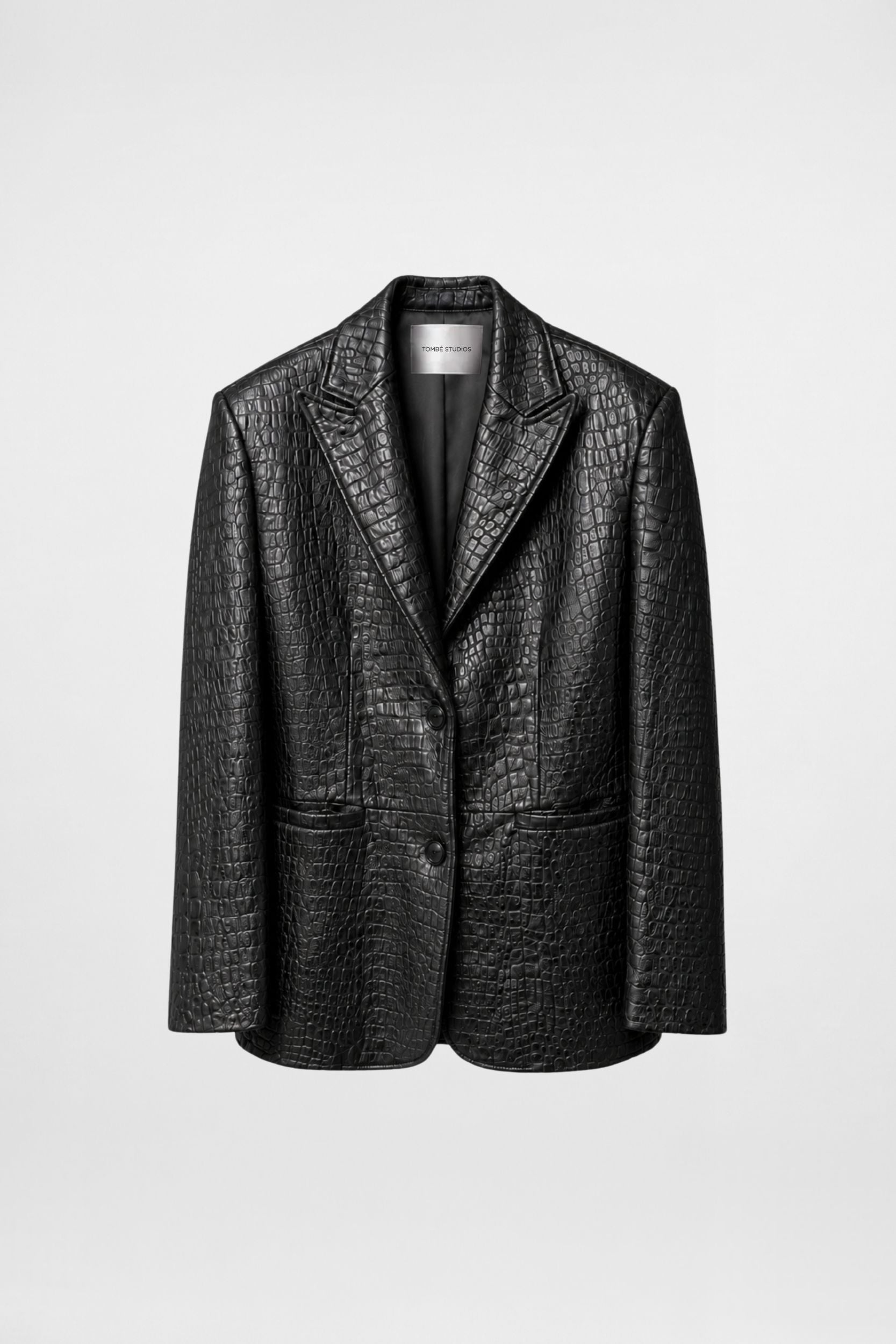 skinn blazer svart